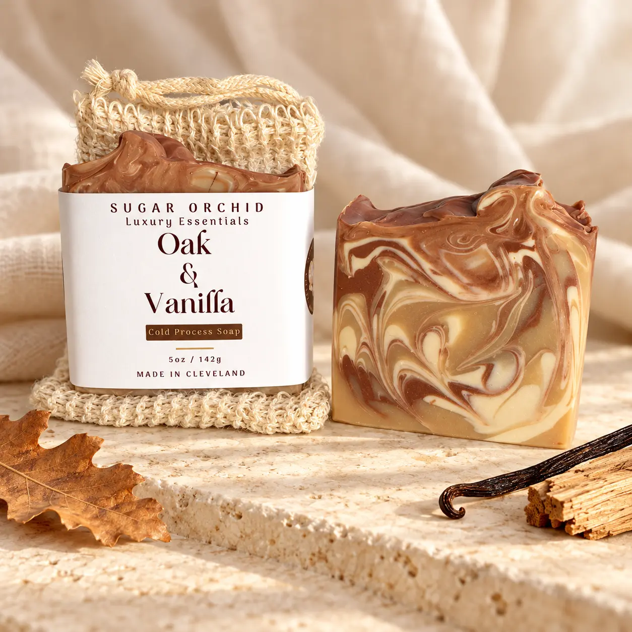 Oak and Vanilla handmade camel milk tallow soap