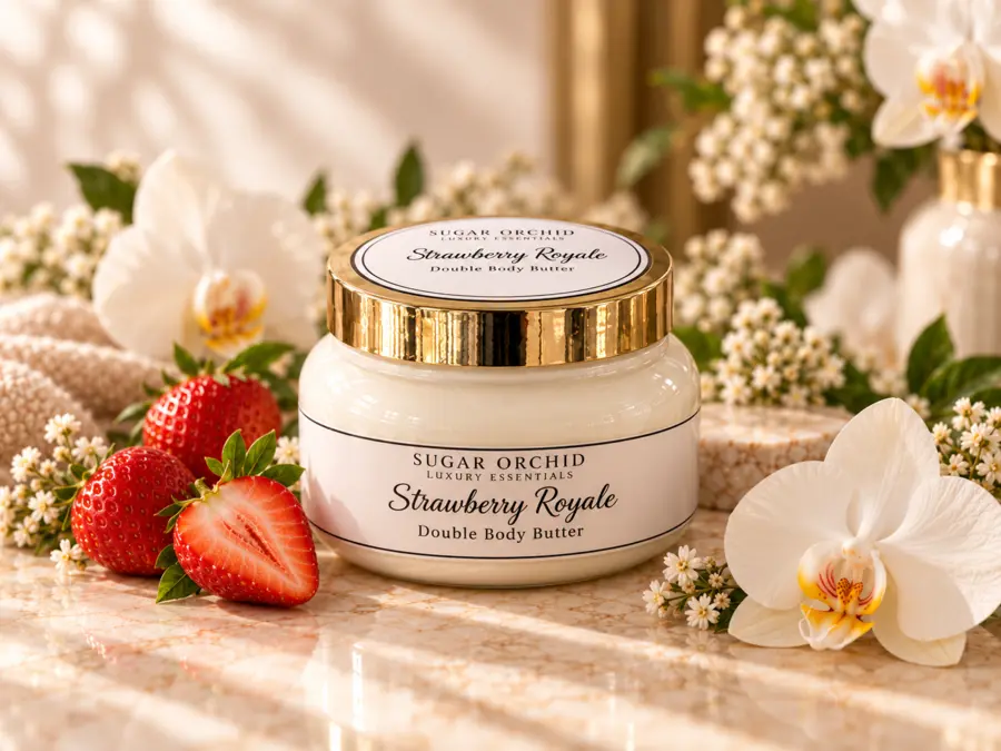 Closed jar of Strawberry Royale body butter